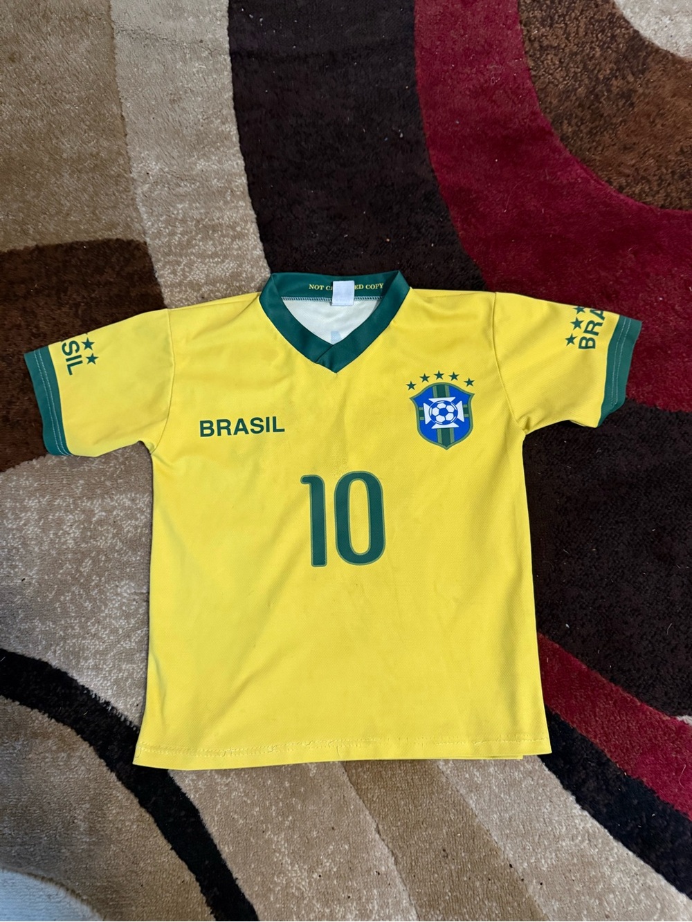 Brasil Kids Yellow Soccer Jersey with Number 10 Neymar Junior